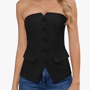 Elegant Black Women's strapless vest totally on trend